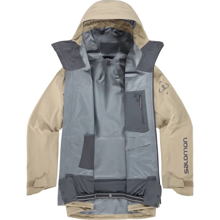 Beige Salomon S/Lab Qst GTX Pro 3l Shell Men's Ski Jackets | IE RX6813